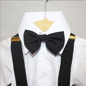 Boys 6M  Black and white Knicker Set w/hat & shoes